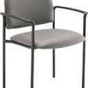 Flash Furniture Steel Stackable Reception Chair with Arms, Gray Vinyl, 23.5"Dx23.75"Wx33.25"H