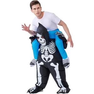 IHGYT Inflatable Skeleton Carry Me on The Shoulder Costume Ride Costumes Air Blow up Suit party dress Halloween and Christmas Cosplay Adult Size