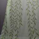 Breling Willow Voile Curtains Cute Green Sheers Leaf Tulle Vine Window Sheers Ivy Pretty Curtain for Living Room Bedroom Window Door Balcony(4 Pieces,39.4 x 78.7 Inch)