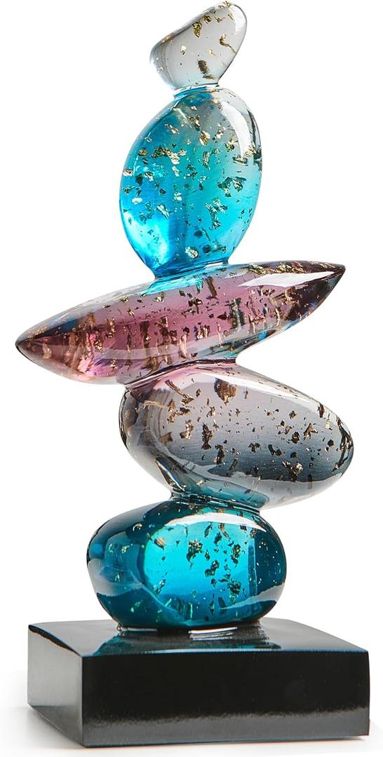 Fake Stone Art Statue Home Decor, Clear Resin Colorful Good Luck Stone Sculptures for Coffee Table Bookshelf Decor, Modern Art Living Room Office Bedroom Decorations