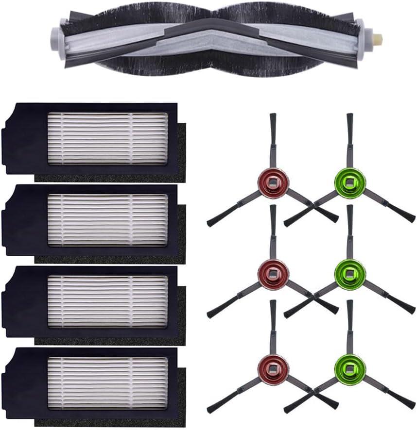 Replacement Parts Compatible with Ecovacs Deebot X1 Plus/Turbo/Omni, T10 Plus/Omni, Robot Vacuum Accessories 1 Roller 4 Filter Sets 6 Side Brushes.