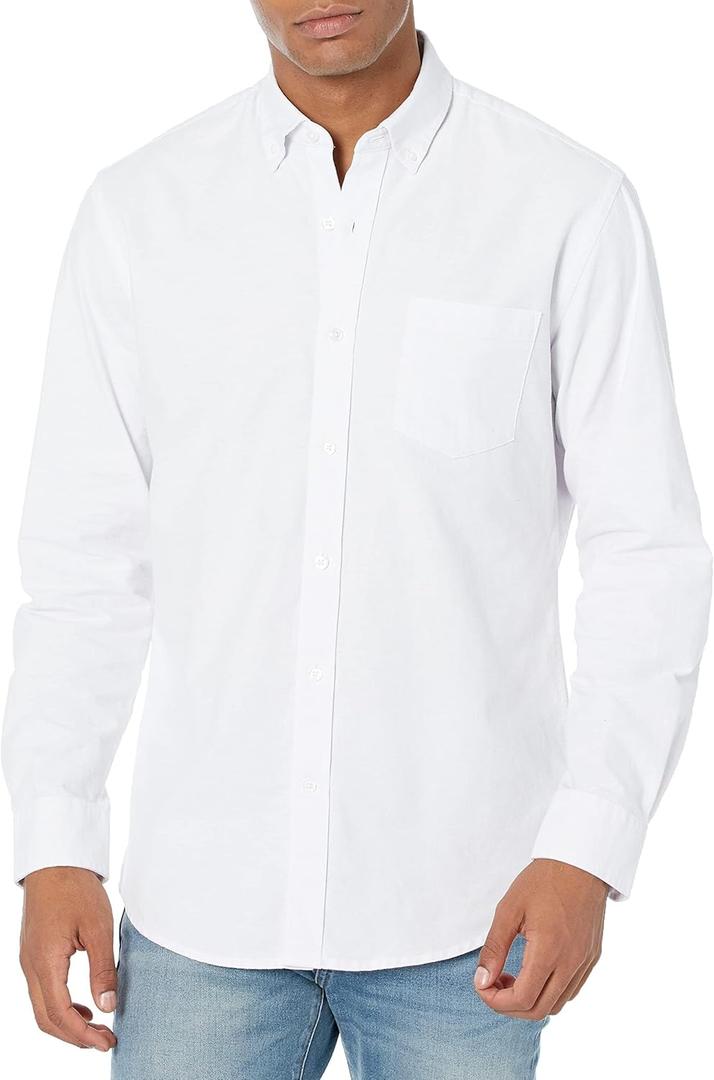Men's Button-Down Long Sleeve Casual Pocket Oxford Shirt, XL