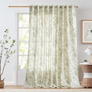 jinchan Linen Floral Curtains Extra Wide for Patio Sliding Glass Door Room Divider Curtain for Living Room 108 Inch Length Farmhouse Peony Green Printed Curtain Set 1 Panel jinchan Linen Floral Curtains Extra Wide for Patio Sliding Glass Door Room Divider Curtain for Living Room 108 Inch Length Farmhouse Peony Green Printed Curtain Set 1 Panel