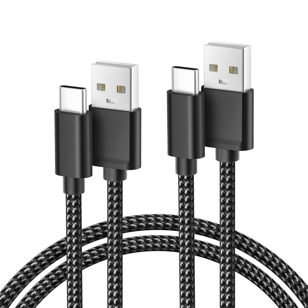 Basesailor for iPhone 17 16 Pro Max Charger Cord,USB to USB C Cable,Type C Charging Power Cord for Apple 17e 15 iPad 10 Air 4 5,Samsung Galaxy S26 S25 S24 S23,Black,2Pack 6.6FT(2M)