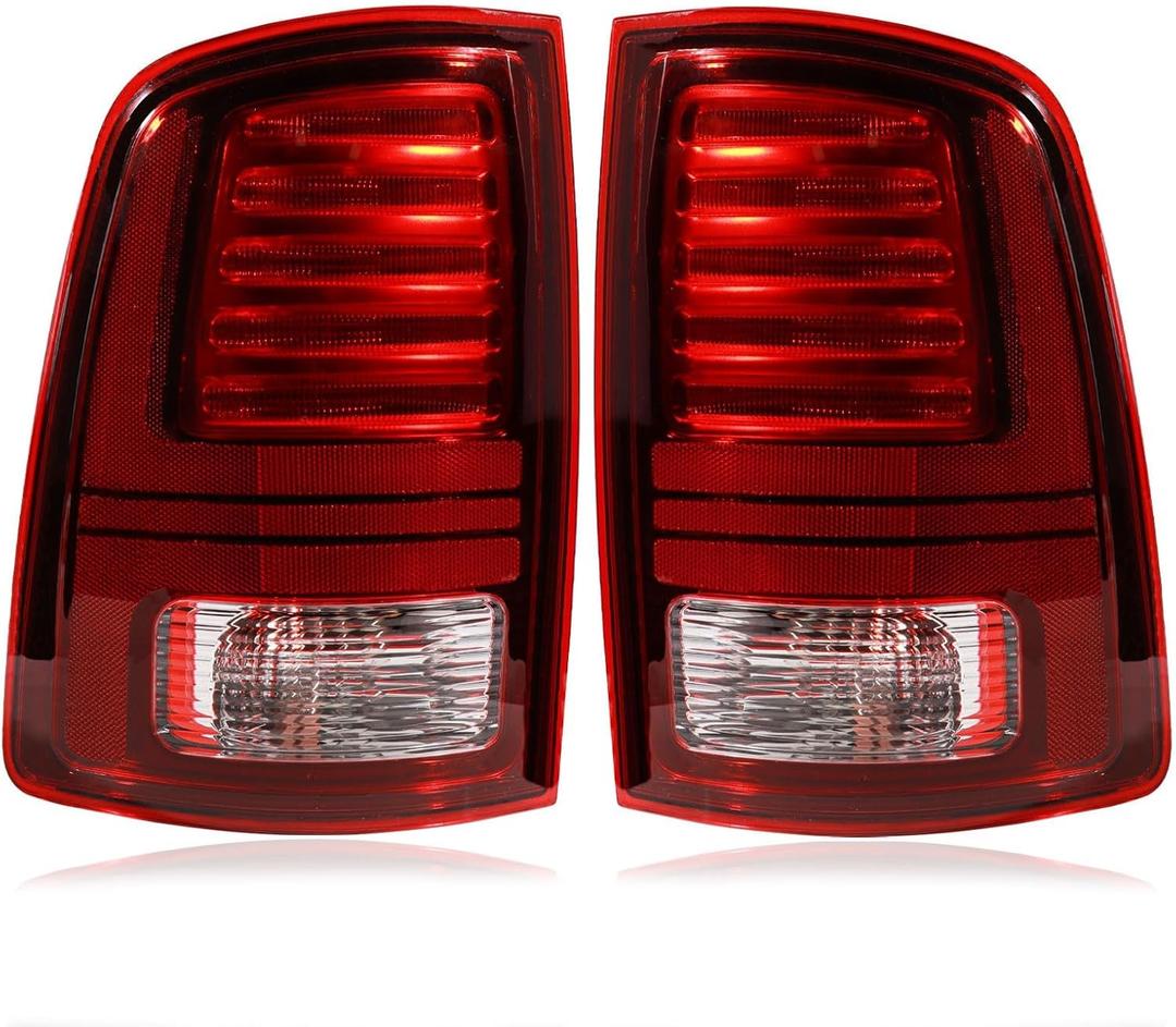 CONLLCON LED Tail Lights Assembly Compatible with 2013-2018 Dodge Ram 1500 2500 3500, Rear Light Taillights Replacement # 68093081AB 68093081AC (Black Border)