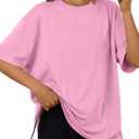 Trendy Queen Womens Oversized Summer T Shirts Plus Size Spring Cute Casual Tops Short Sleeves Fashion Workout Clothes (XX-Small, Pink)