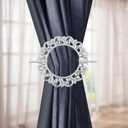HEVSTIL Classical Style Quality Curtain Tieback Silver Curtain Tie with Rod Plastic Curtain Buckle Drapery Holdbacks Curtain Panel Holdbacks for Window Decoration,Set of 2