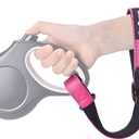 PetBonus Short Dog Leash, Safety Wrist Strap for Retractable Dog Leash, Reflective Design and Adjustable Soft Padded Handle, Extra Layer Security for Pet Stroller (Pink) 1 Pack