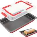 Jelly Roll Pan with Lid, 10 x 15 Inch Nonstick Jelly Roll Pan, Carbon Steel Baking Sheet, with Foldable Handle and Secure Side Lock, for Baking and Fridge Storage, Ideal for Home and Party