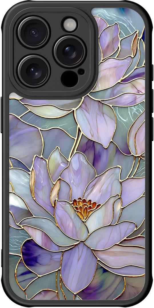 DEENAKIN for iPhone 14 Pro Max Case Cute,Aesthetic Floral Hard Shell,Compatible with Magsafe,Trendy Unique Cool Retro Coquette Protective Slim Phone Cover for Women Girls,Blooming Purple Lotus
