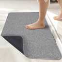 Bosap Bath Mat,Ultra Thin Bathroom Runner Rugs,Large Bath Mats for Bathroom,Quick Dry,Non-Slip,Machine Washable,Low Pile,Bath Rug,Shower Outside,Sink,Home Decor Accessories.Grey,1'5"x2'11"17x35inch