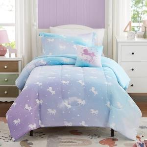 Kaleido Space Twin Bedding Sets for Girls - 3 Pieces Glow in The Dark Unicorn Twin XL Comforter Sets for Girls 1 Comforter, 1 Decor Pillow, 1 Pillow Sham