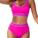 American Trends Womens Bikini Sets Two Piece Swimsuit for Women High Waisted Swim Suit 2025 Sporty Bathing Suit Small