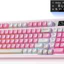 AULA S99pro Wireless Gaming Keyboard, Tri-Mode Computer Keyboard with Number Pad, RGB Backlit Media Knob Programmable Creamy Keyboard - Pink