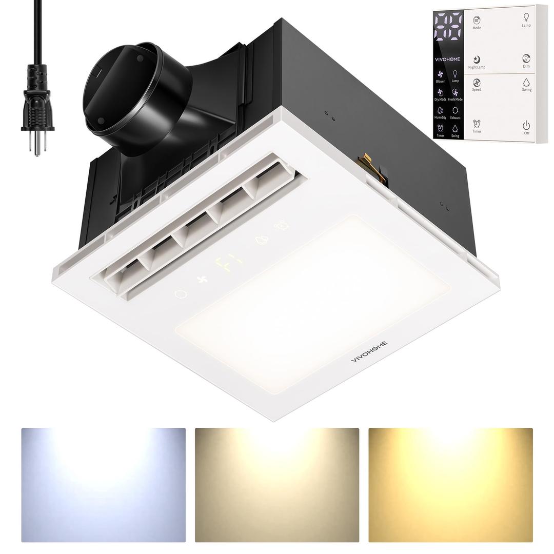 VIVOHOME Bathroom Exhaust Fan with Light, 160CFM Humidity Sensor & 3CCT LED