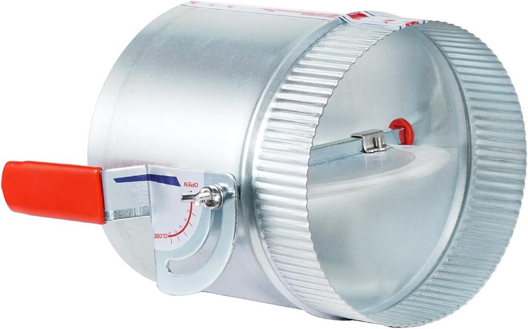 TOP-VIGOR 6 Inch HVAC Duct Manual Volume Backdraft Damper, Galvanized Iron Airflow Control for HVAC, Range Hoods, Fans, Pellet Stove Pipes, Dryer Vents, Adjustable Volume Damper with Sleeve (1 Pc)