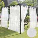 HolidayIdeas White Outdoor Sheer Curtains for Patio Waterproof 4 Panels-Linen Semi Voile Indoor Sheer Curtains, Light Filtering Privacy Drapes for Living Room, Gazebo, Porch, Balcony, Pool 54"x84"