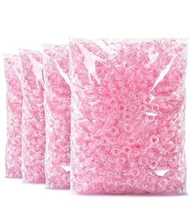 Praisebank Pony Beads, 4000pcs Pink Glitter, Beads for Jewelry Making, Beads for Crafts, Beads for Hair Braids.