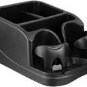 Armor All Car Console Organizer, Car Seat Organizer with 2 Adjustable Cup Holders, 3 Large Storage Compartments, Seatbelt for Secure Hold, Vehicle Middle Seat Organizer for Cars, Trucks, Minivans