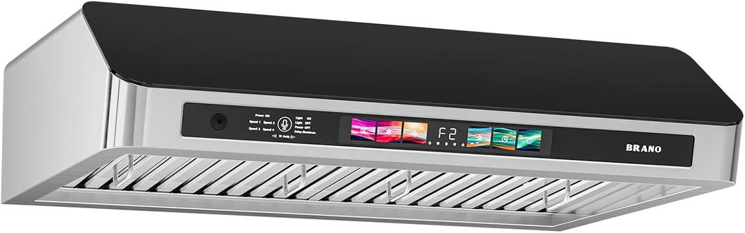 Under Cabinet Range Hood 30 Inch with Voice/ Gesture/ Touch Control, 900 CFM Kitchen Hood Vent with 4-Speed Exhaust Fan, Memory Mode, Adjustable Lights, Baffle Filters