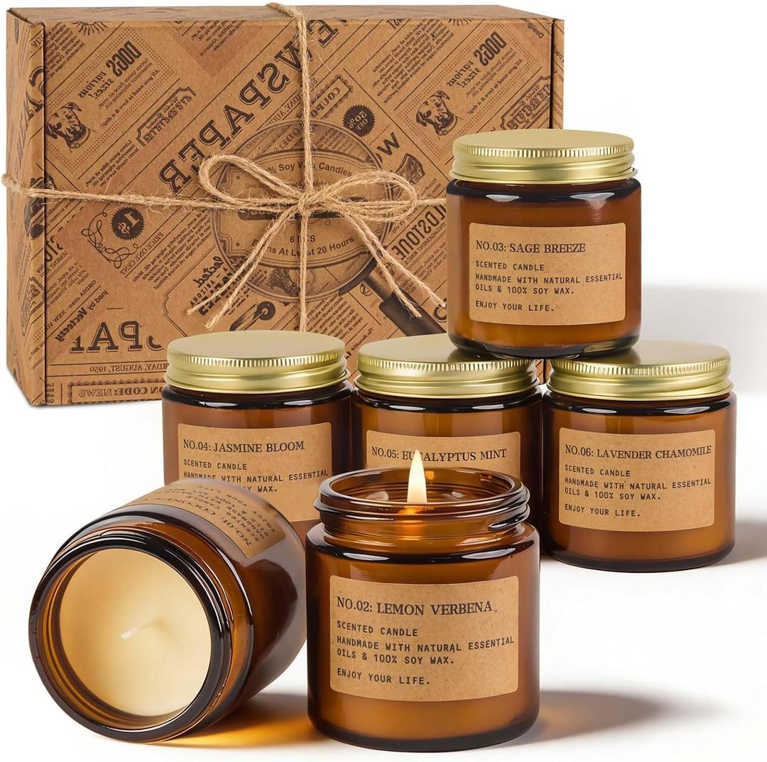 Candles for Home Scented, 6Pack 3.5 Oz Soy Wax Candles Gifts Sets with Sage Breeze & Lavender for Brithday Valentine's Day Gifts Women Mothers Day