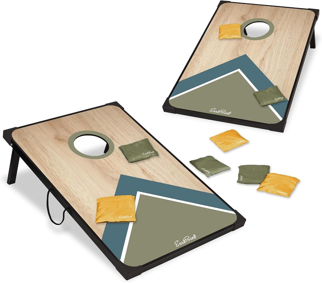 EastPoint 2 ft x 3 ft Cornhole Set, Bean Bag Toss, 2 Boards & 8 Bean Bags | Nests Together for Compact Storage, Portable Cornhole Game for Tailgates, Outdoor Family Games, Cornhole Board Set