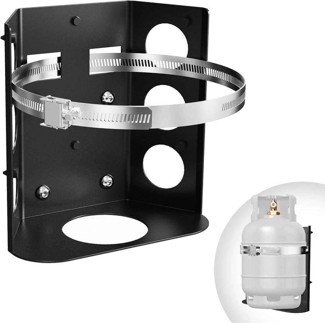 LCGP 5LB Propane Tank Holder, Heavy Duty Steel Propane Tank Mount with Black Powder Coated Surface for RV, Trailers, Truck, Jeep, Camper