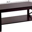 ChooChoo Oxford Coffee Table with Thicker Legs, Espresso Wood Coffee Table with Storage for Living Room 40 inches, 21.6"D x 39.3"W x 17.7"H