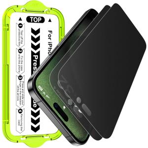 Esanik 2 Pack Matte Privacy Glass Screen Protector for iPhone 15 Pro Anti-Glare & Anti-Spy,Anti-Reflection, Smooth as Silk, Military-Grade 9H Hardness,Flawless Fit Tray