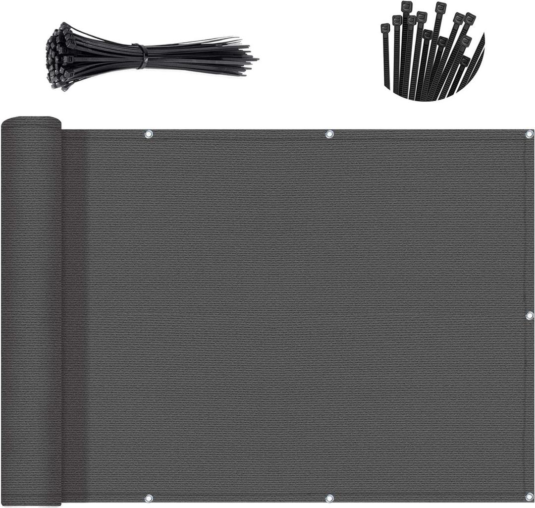 SUNNY GUARD 3'x16' Dark Grey Balcony Deck Privacy Screen Fence, Apartments Railing Screen Heavy Duty Wind Screen for Outdoor,Backyard,Patio PrivacyWe Make Custom Sizes