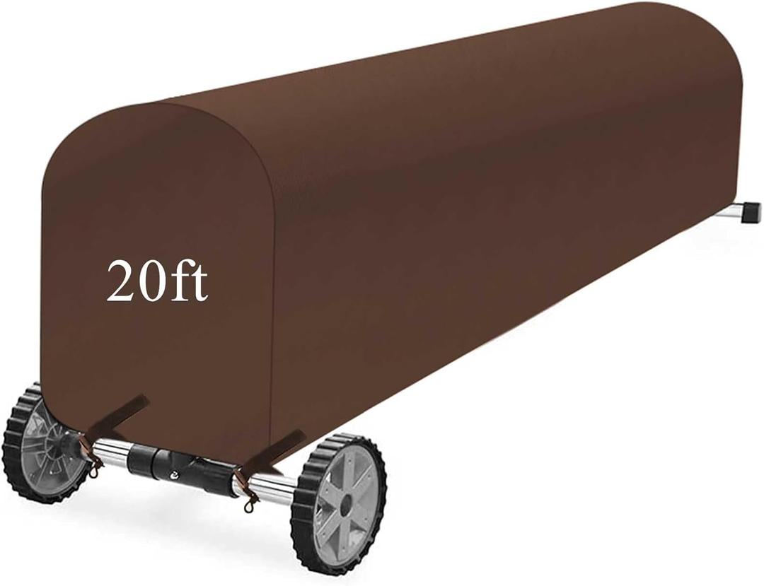 Woanger Heavy Duty Pool Solar Reel Cover Waterproof UV Resistant Inground Swimming Pool Solar Reel Roller Blanket(20 Ft,Coffee)