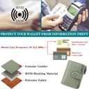 Falan Mule Women's Lightweight Genuine Leather Wallet, Includes Card Holders, RFID-Blocking, Lightweight, Photo & ID Holder, Green
