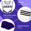 Women's Cheerleader Costume Outfit Cheer Dress with Pom Poms & Retro Striped Socks for Halloween Sports Events Theme Parties