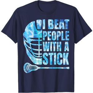 Lacrosse-Shirt Lax Men Player Beat People with A Stick Boys T-Shirt Large