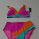 Blooming Jelly Womens High Waisted Bikini Athletic Two Piece Swimsuits Color Block Bathing Suit (Small, Hot Pink)