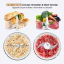 Food Processors, 2 IN 1 Electric Chicken Shredder &Food Chopper with 250W Copper Motor,1.5L Bowls & 2 Bi-Level Blades,One-Touch Electric Chicken Breast Shredder Tool-Smart Overheat Protection