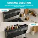 2 x Silicone Over The Stove Shelf, 30 Inch Magnetic Stove Top Organizer - No Drill Space Saving Storage Rack for Spices & Kitchen Utensils, Perfect for Small Kitchen & Apartments （Black）