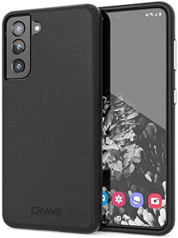 Crave for Galaxy S21 Case, Shockproof Protection Dual Layer Case for Samsung Galaxy S21, S21 5G (6.2 inch) - Black