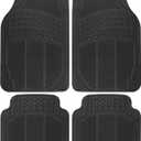 BDK Floor Mats, 4-Piece All-Weather Car Mat with Universal Fit Design, Durable Rubber Car Floor Mats with Capture Ridges, Waterproof for Cars Trucks SUV (Black)