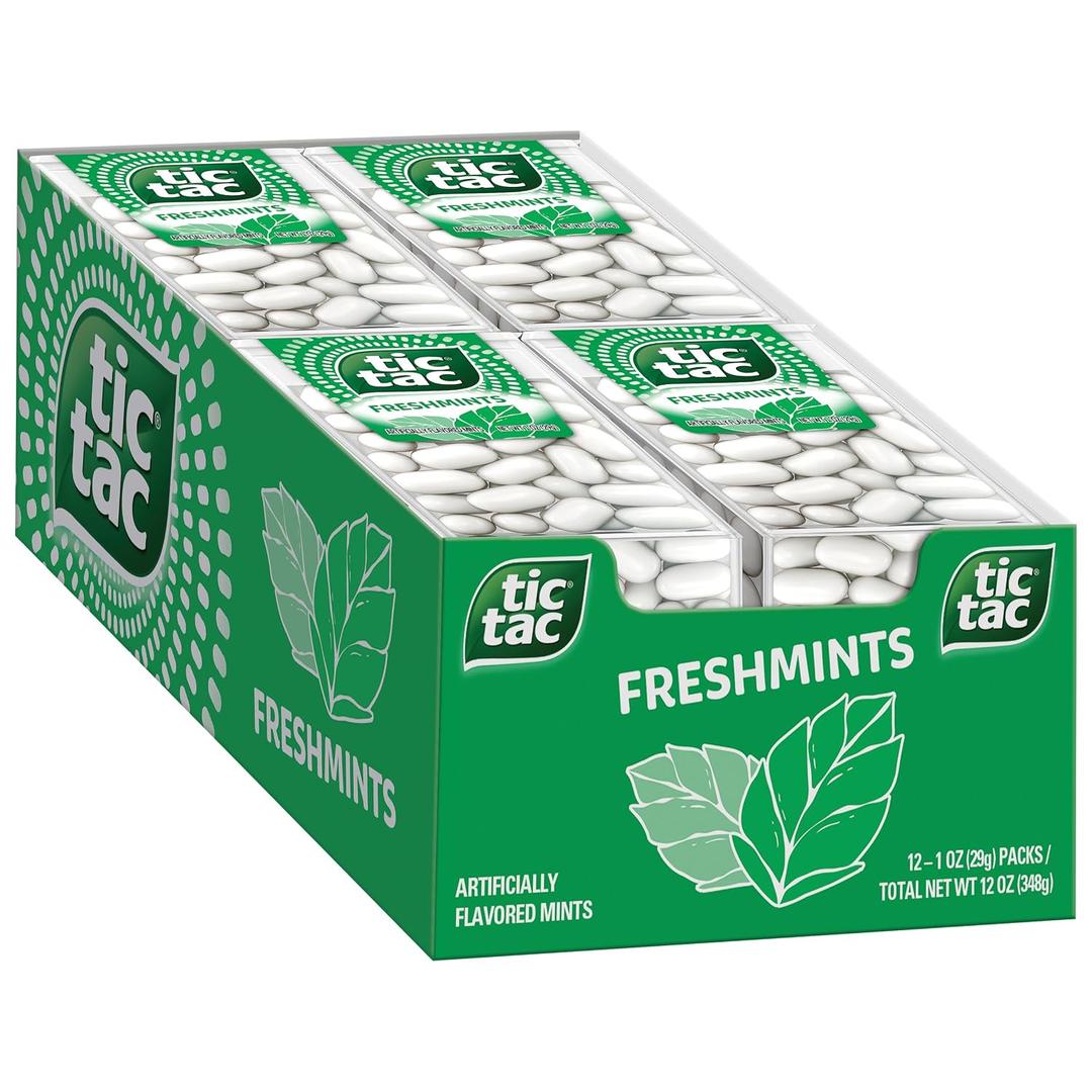 Tic Tac Freshmint Breath Mints, Bulk 12 Pack, On-The-Go Refreshment, 1 oz Each (EXP 03/04/26)