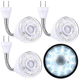 Yahenda 3 Pack Motion Activated LED Night Light Plug in Smart Dusk Dawn Sensor Light PIR Infrared Sensor Motion Detector Lamp Flexible Rotating for Hallway Stairway Garage Basement(Cool White)