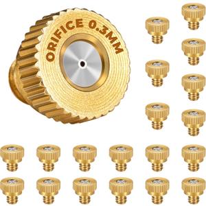 HOMENOTE 20 Pack Brass Misting Nozzles and T-connectors for Outdoor Cooling System, 0.0118" Orifice(0.3mm) 10/24 Thread, Mister Nozzles Replacement for Outside Patio Misting Garden Greenhouse Watering HOMENOTE 20 Pack Brass Misting Nozzles and T-connectors for Outdoor Cooling System, 0.0118" Orifice(0.3mm) 10/24 Thread, Mister Nozzles Replacement for Outside Patio Misting Garden Greenhouse Watering