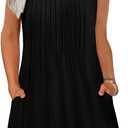 OFEEFAN Summer Dresses for Women 2025 Loose Beach Vacation Casual Crew Neck Sleeveless Sundresses with Pockets Tank Dress (Medium, Black)