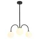 Ecoillumix Modern Black Chandelier, 3 Light Mid Century Sputnik Chandeliers, Dining Room Chandeliers with Milk Glass Globe Shade, Globe Chandelier for Dining Room, Living Room, Bedroom, Foyer,Kitchen