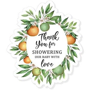 2.4 Inch Cutie Orange Thank You for Celebrating with Us Sticker,Fruit Baby Shower Thank You Stickers,Baby Gril Shower Orange Theme Supplies Favors Labels Decorations for Kids(80 PCS)