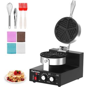 Commercial Heart Waffle Maker — Non-Stick Electric Waffle Machine, Independent Temp Control (122-572°F) & Timer, 1200W Heart Shaped Waffle Maker, for Commercial & Home Use