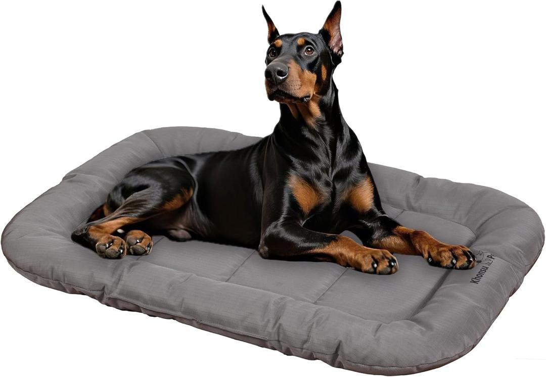 KHONSU PET Durable Dog Bed Tough and Tear Proof Dog Crate Bed, 800lbs Tear Strength PVC-Backed Waterproof Ped Bed Mat Indoor & Outdoor Use for Dogs up to 110 lbs (XXL(48"x31"x3"), Gray)