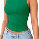 ForeFair Summer Tank Tops for Women Going Out Cute Boat Neck Casual Top Basic (Green, S)