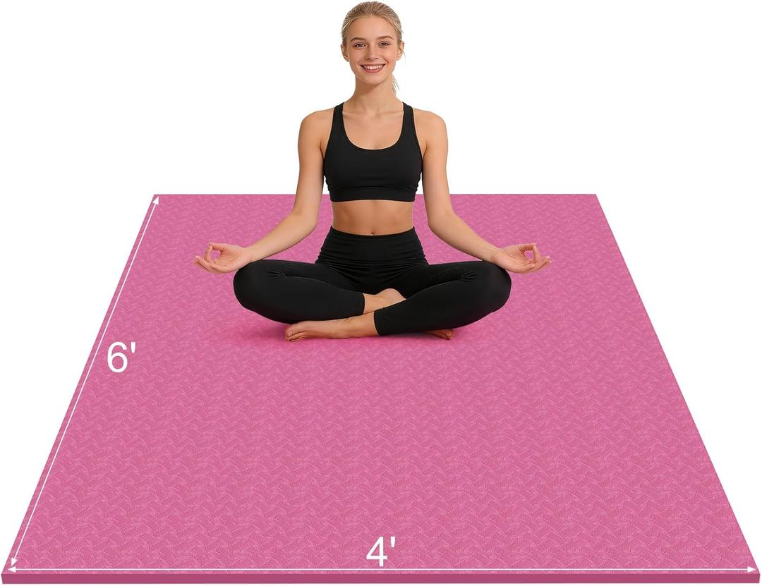 Large Gymnastics Mat for Gymnastics Bar, 6'x4' Extra Thick Exercise Mat for Home Gym Workout (Pink)