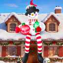 CORALMEE 13FT Christmas Inflatable Snowman Outdoor Decoration, Climbing Snowman Blow up Yard Decoration, with Cardinal and LED Lights, Giant Christmas Inflatables for Patio Garden Lawn Roof Decor